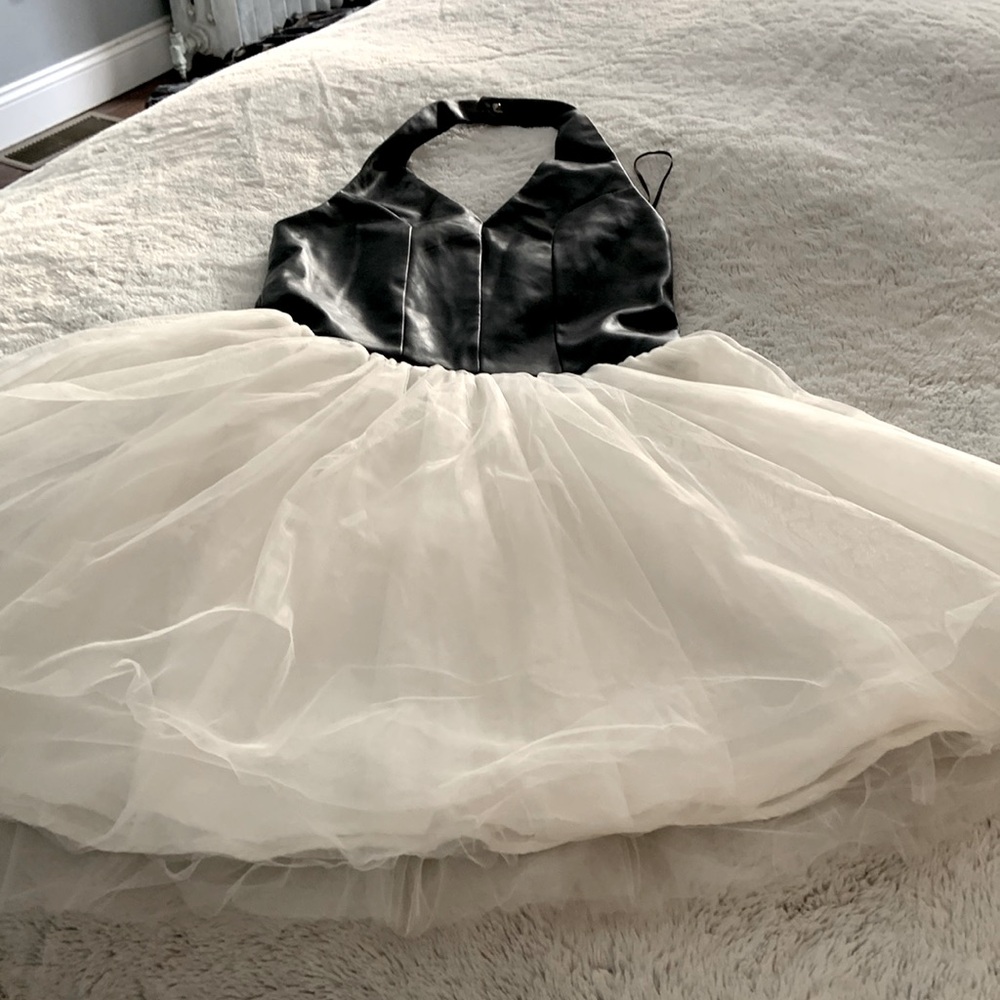 Miss Behave Girls part dress. Faux leather  & Tulle halter.
